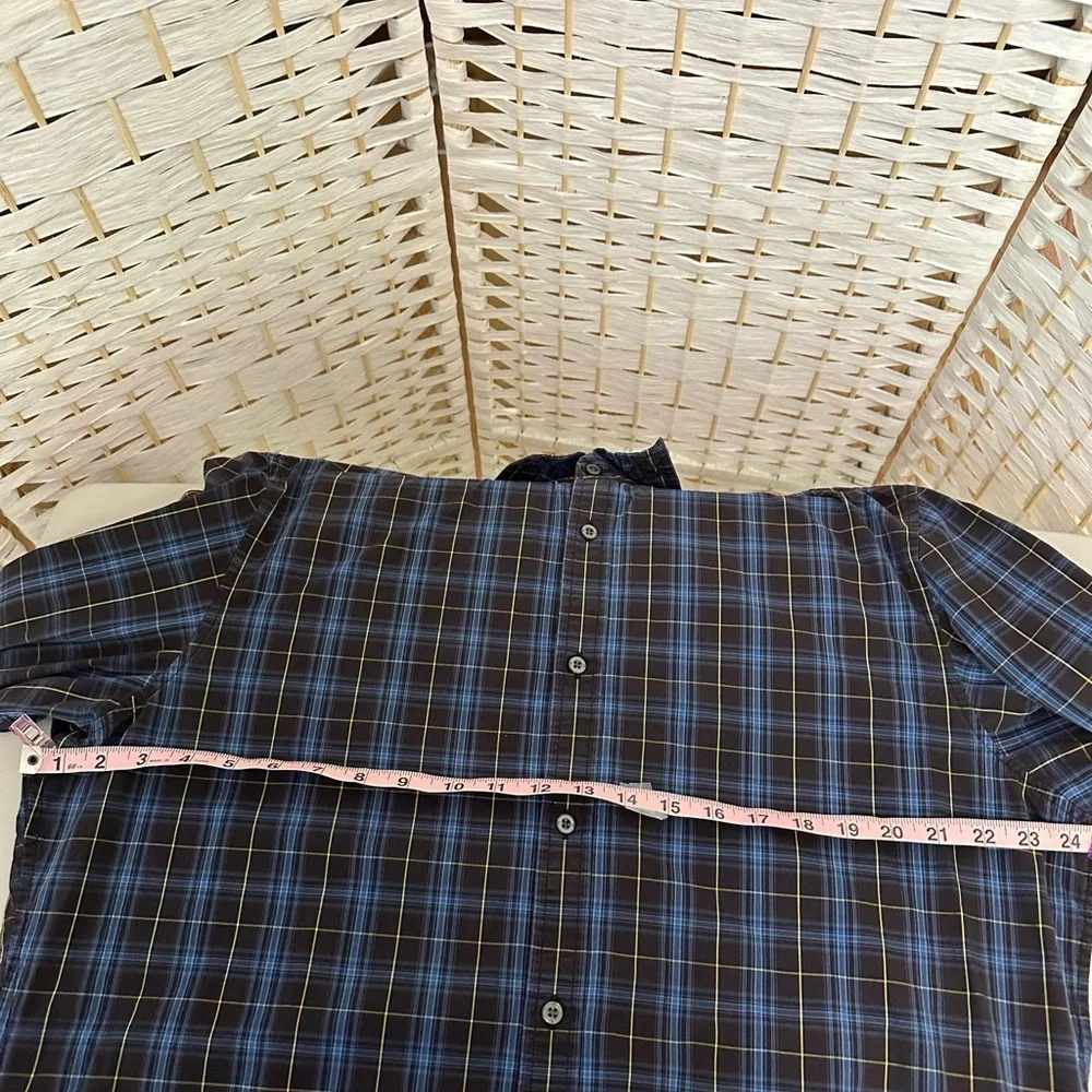 Banana Republic Men's Black and Blue plaid long sleeveShirt Size XL‎ button down